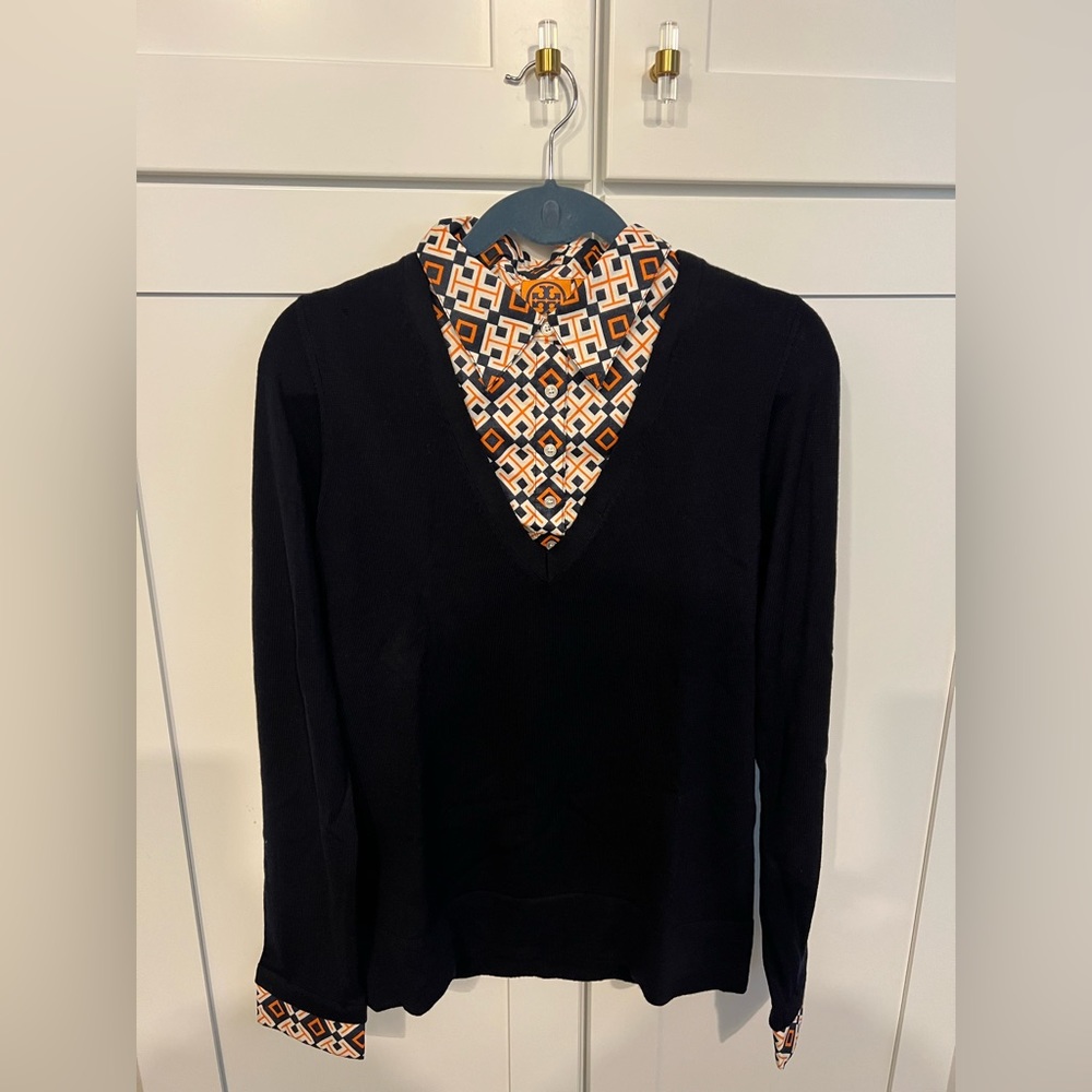 Authentic Tory Burch V-Neck Sweater w/Dickie - NWT